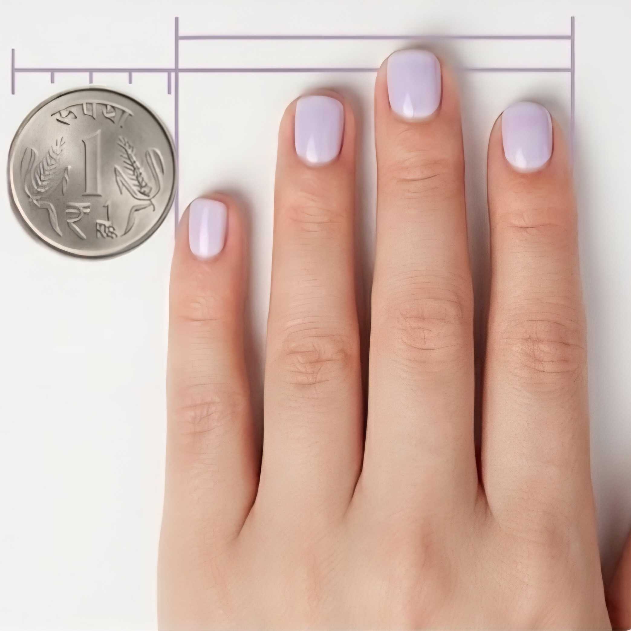 Left Hand with ₹1 coin for nail sizing