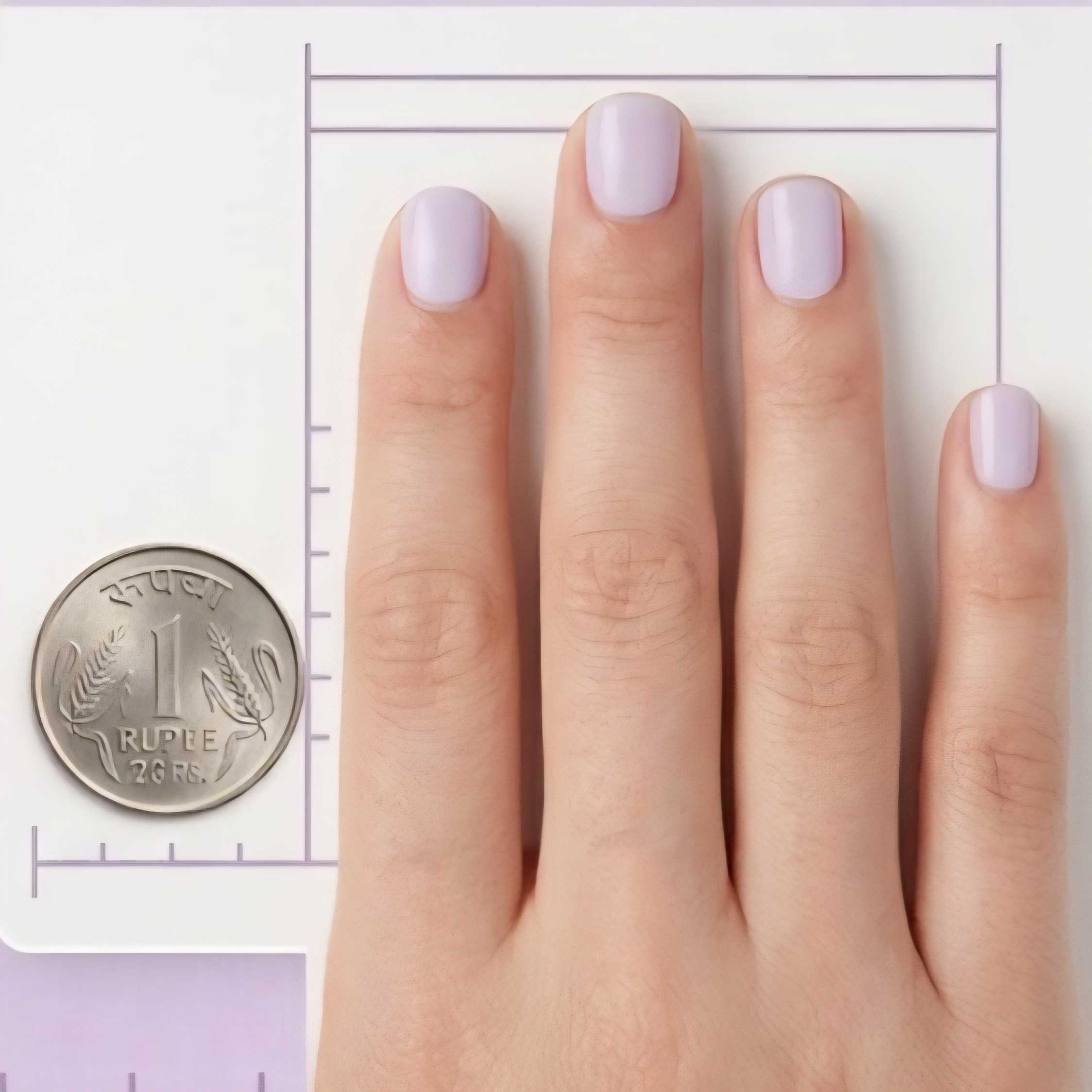 Right Hand with ₹1 coin for nail sizing